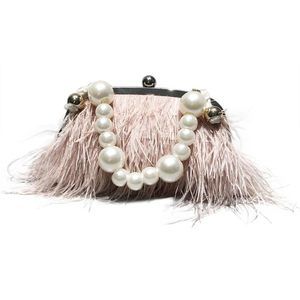 Ostrich Feather Evening Bags Fluffy Clutches, Vintage Pearl Purse V >:(